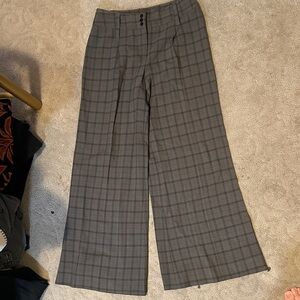 Kensie Gray Plaid Wide Leg Pants